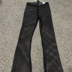 Zara Black Mesh Boot Cut Pants